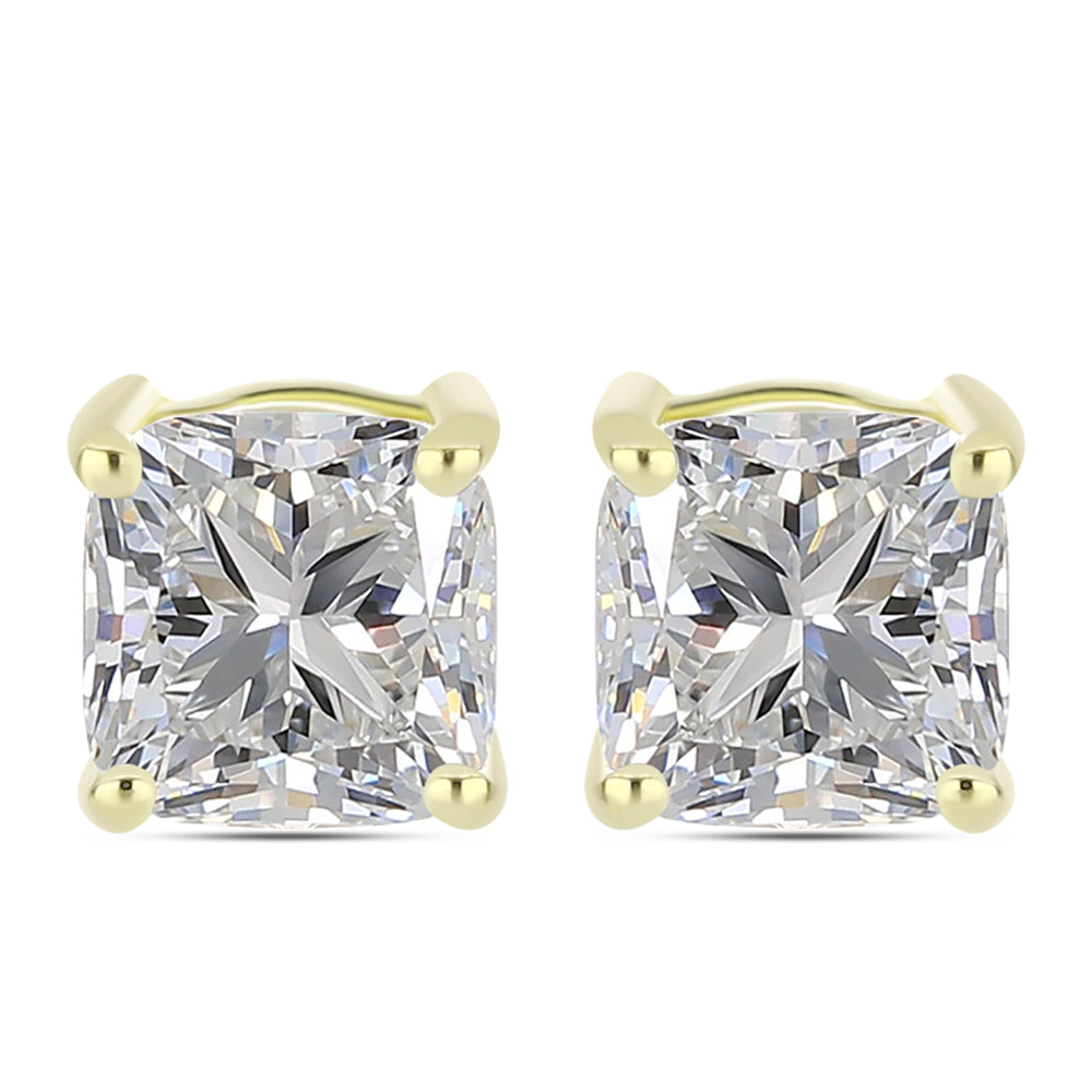 Cercei din Argint 925 Placat cu Aur ( 1.58 grame ) cu Diamant Certificat cultivat în laborator 2.9 Carate 1 