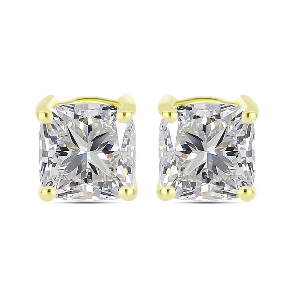 Cercei din Argint 925 Placat cu Aur ( 1.58 grame ) cu Diamant Certificat cultivat în laborator 2.9 Carate 3 