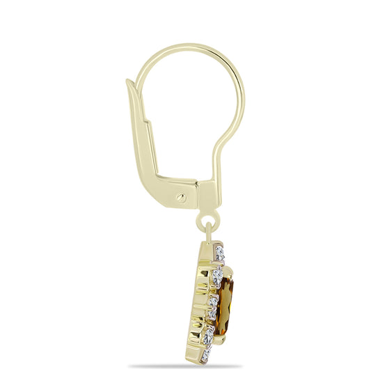 Cercei din Argint 925 Placat cu Aur ( 2.18 grame ) cu Cuarț Coniac și Topaz Alb 1.97 Carate