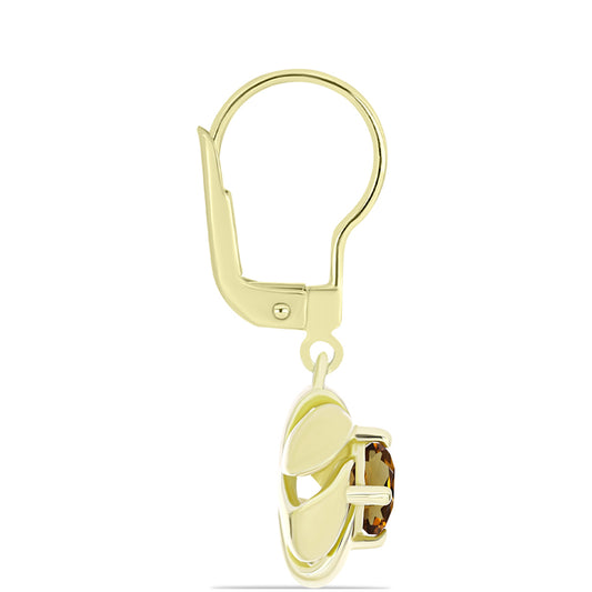 Cercei din Argint 925 Placat cu Aur ( 3.45 grame ) cu Cuarț Coniac 0.93 Carate