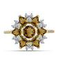 Inel din Argint 925 Placat cu Aur ( 3.01 grame ) cu Cuarț Coniac și Topaz Alb 1.63 Carate
