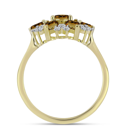 Inel din Argint 925 Placat cu Aur ( 3.01 grame ) cu Cuarț Coniac și Topaz Alb 1.63 Carate