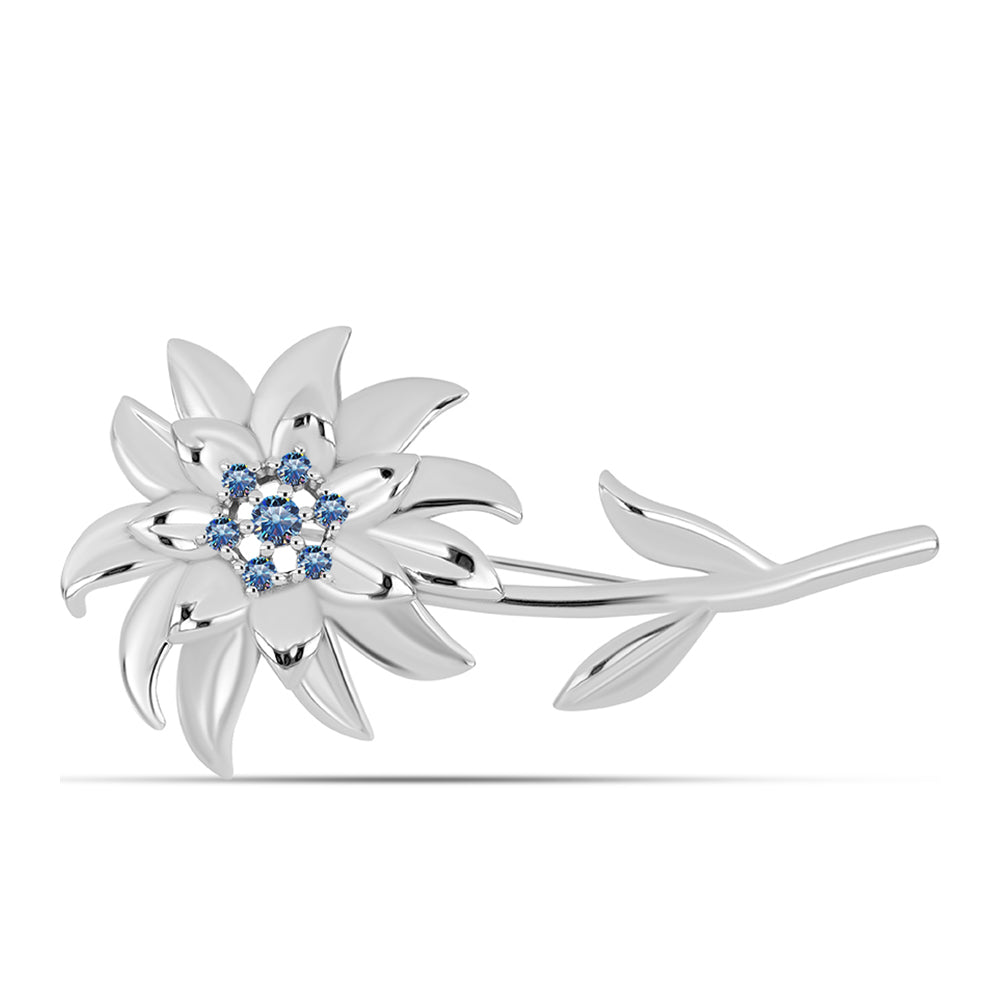 Broşă din Argint 925 ( 7.23 grame ) cu Moissanite Albastru Oceanic 0.3 Carate 1 