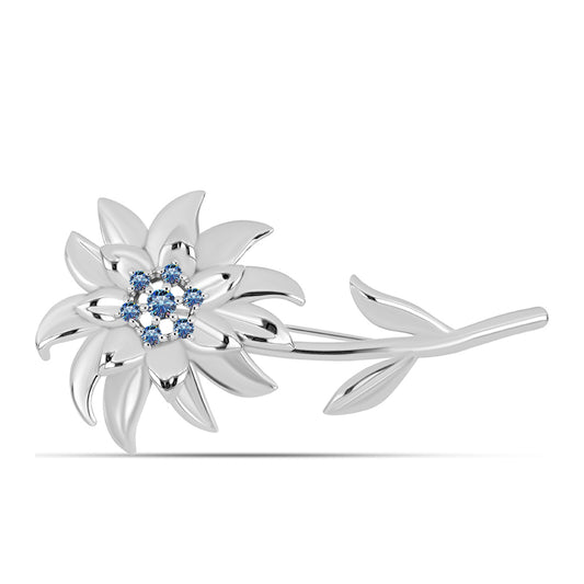 Broşă din Argint 925 ( 7.23 grame ) cu Moissanite Albastru Oceanic 0.3 Carate