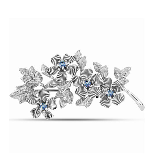 Broşă din Argint 925 ( 5.41 grame ) cu Moissanite Albastru Oceanic 0.13 Carate