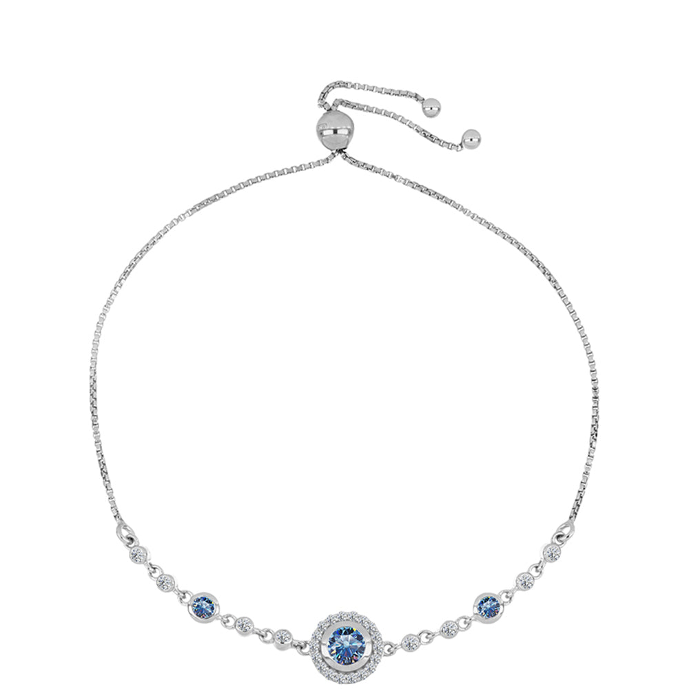 Brățară din Argint 925 ( 4.24 grame ) cu Moissanite Albastru Oceanic și Topaz Alb 1.09 Carate