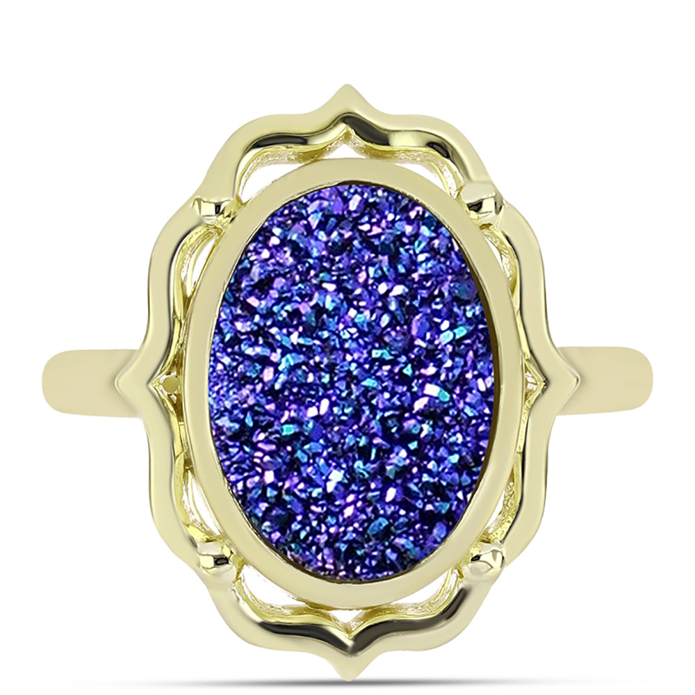 Inel din Argint 925 Placat cu Aur ( 4.87 grame ) cu Drusă Violet 5.48 Carate