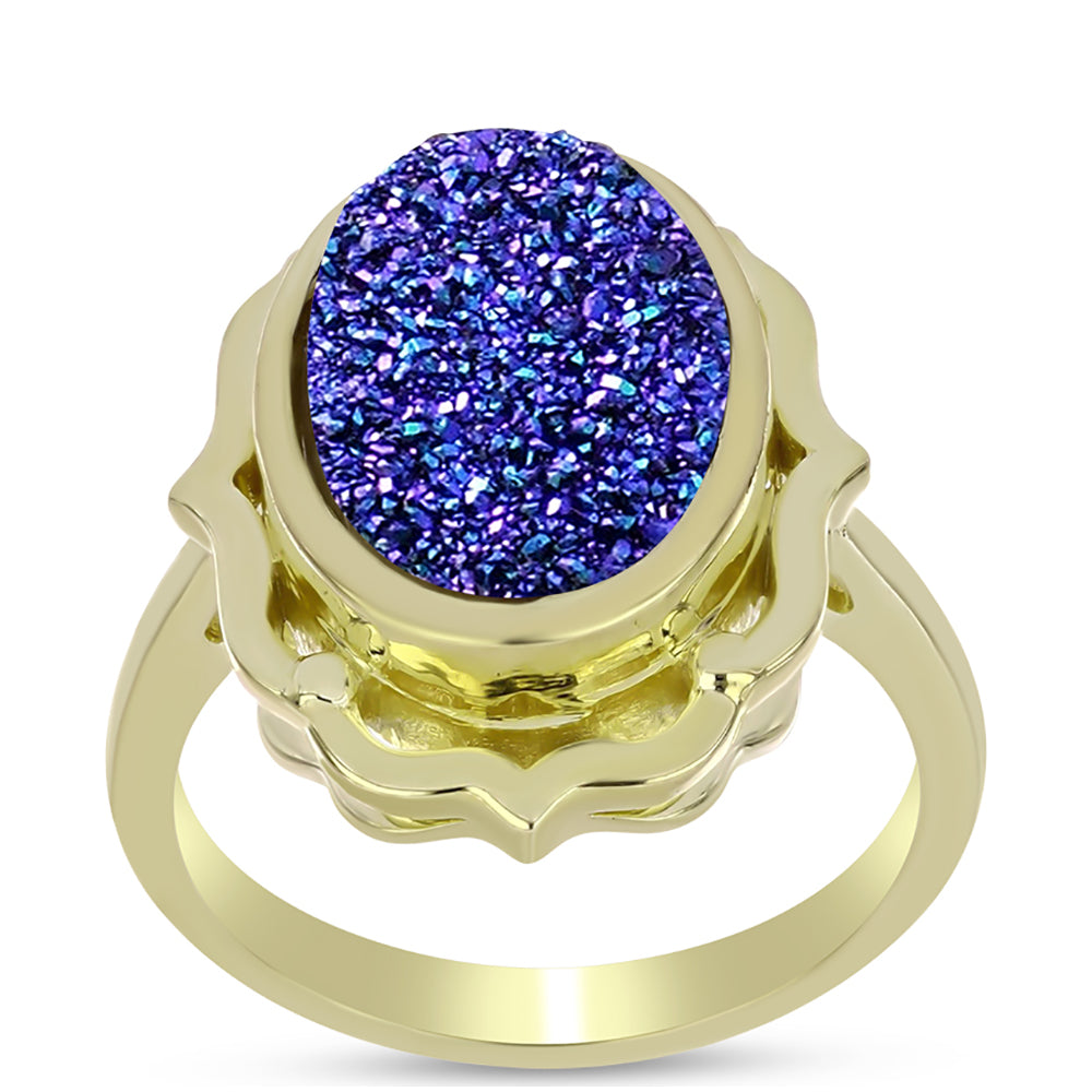 Inel din Argint 925 Placat cu Aur ( 4.87 grame ) cu Drusă Violet 5.48 Carate