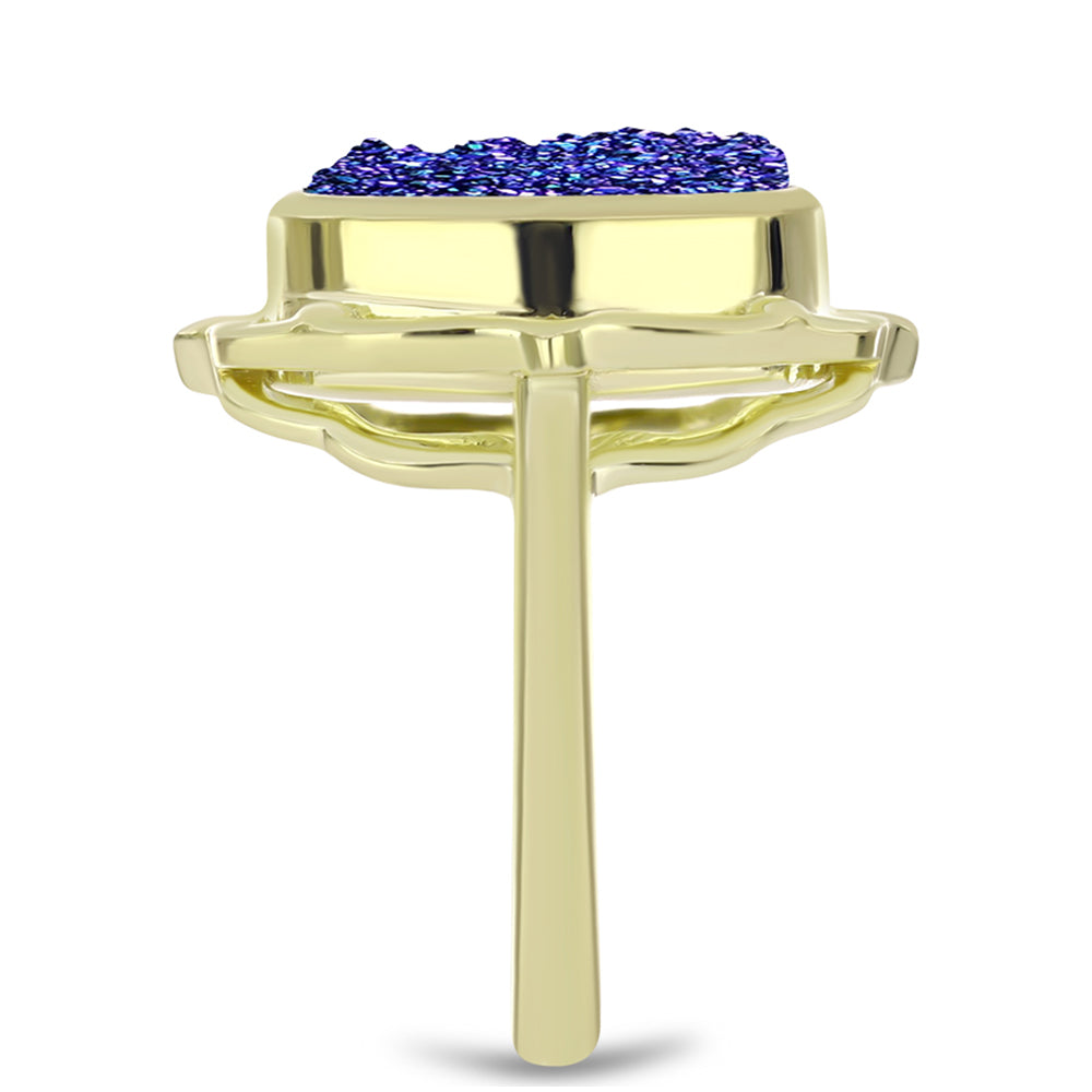 Inel din Argint 925 Placat cu Aur ( 4.87 grame ) cu Drusă Violet 5.48 Carate