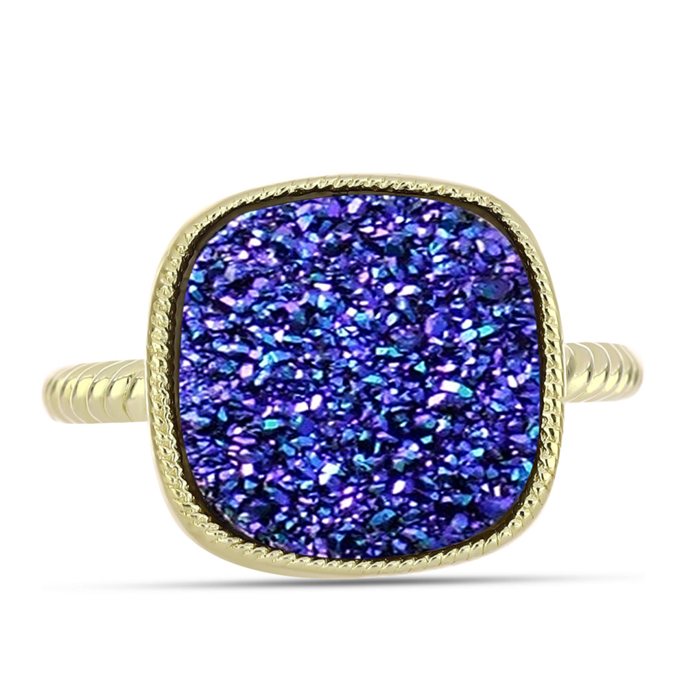 Inel din Argint 925 Placat cu Aur ( 3.7 grame ) cu Drusă Violet 6.63 Carate