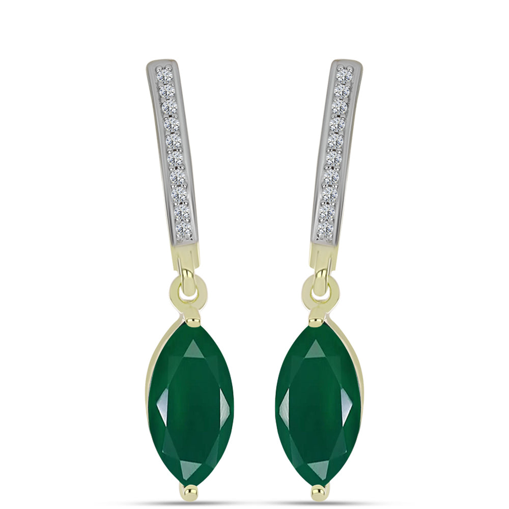 Cercei din Argint 925 Placat cu Aur ( 4.03 grame ) cu Agat Verde și Topaz Alb 2.99 Carate 1 