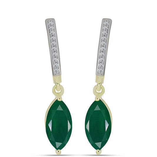 Cercei din Argint 925 Placat cu Aur ( 4.03 grame ) cu Agat Verde și Topaz Alb 2.99 Carate