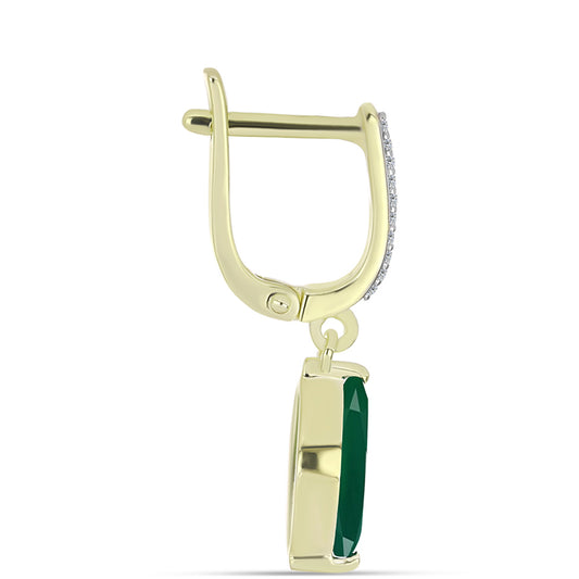 Cercei din Argint 925 Placat cu Aur ( 4.03 grame ) cu Agat Verde și Topaz Alb 2.99 Carate