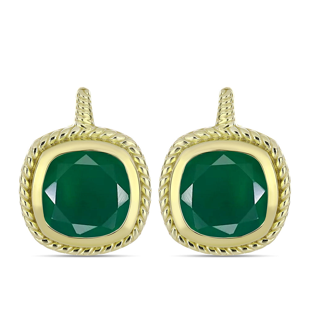 Cercei din Argint 925 Placat cu Aur ( 6.47 grame ) cu Agat Verde 5.97 Carate