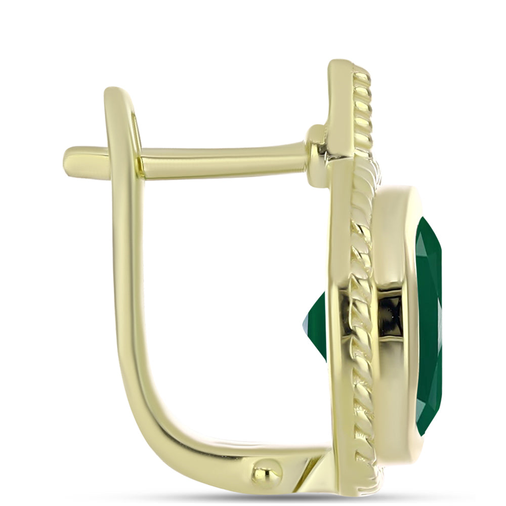 Cercei din Argint 925 Placat cu Aur ( 6.47 grame ) cu Agat Verde 5.97 Carate 2 