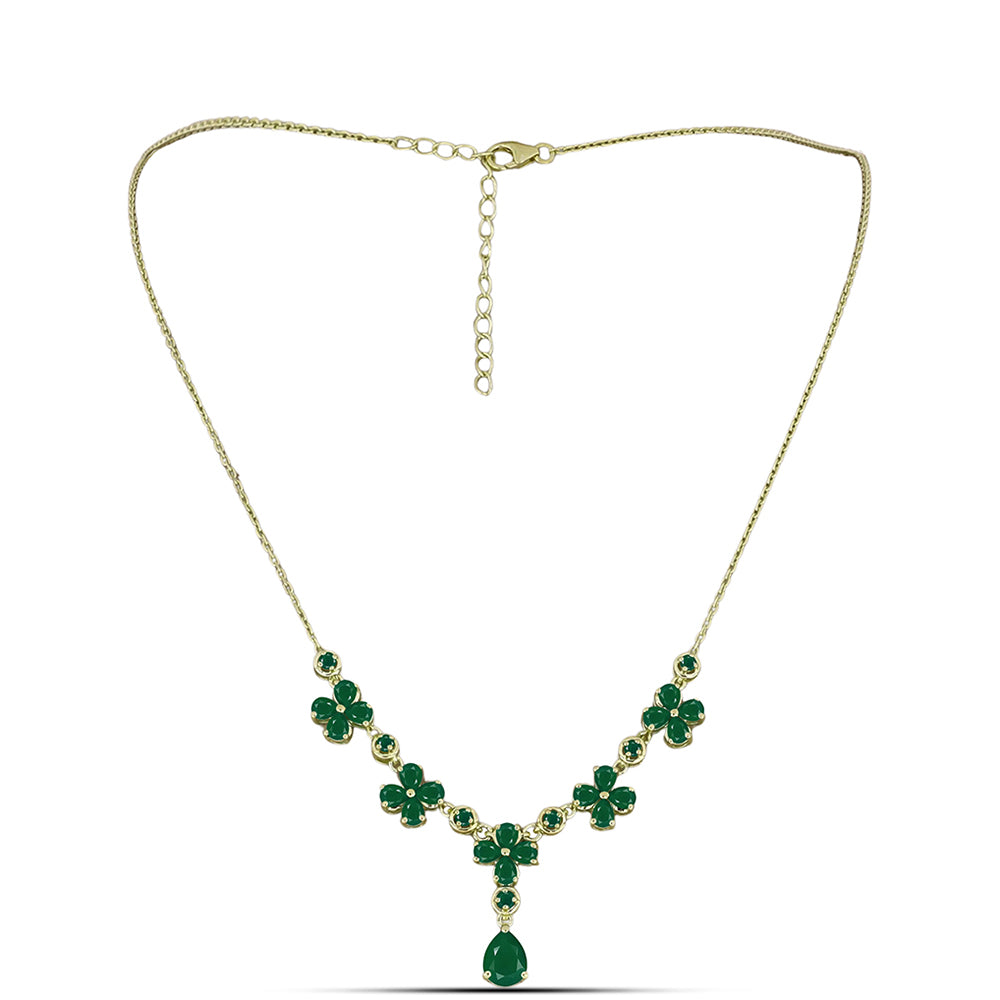 Colier din Argint 925 Placat cu Aur ( 6.14 grame ) cu Agat Verde 3.94 Carate 2 