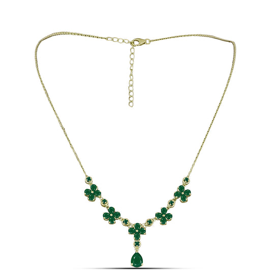 Colier din Argint 925 Placat cu Aur ( 6.14 grame ) cu Agat Verde 3.94 Carate