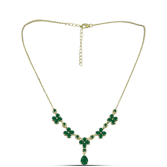 Colier din Argint 925 Placat cu Aur ( 6.14 grame ) cu Agat Verde 3.94 Carate