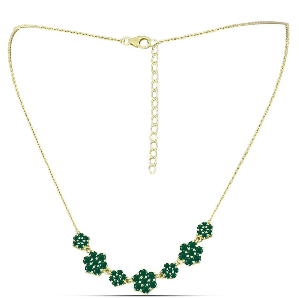 Colier din Argint 925 Placat cu Aur ( 5.58 grame ) cu Agat Verde 3.26 Carate