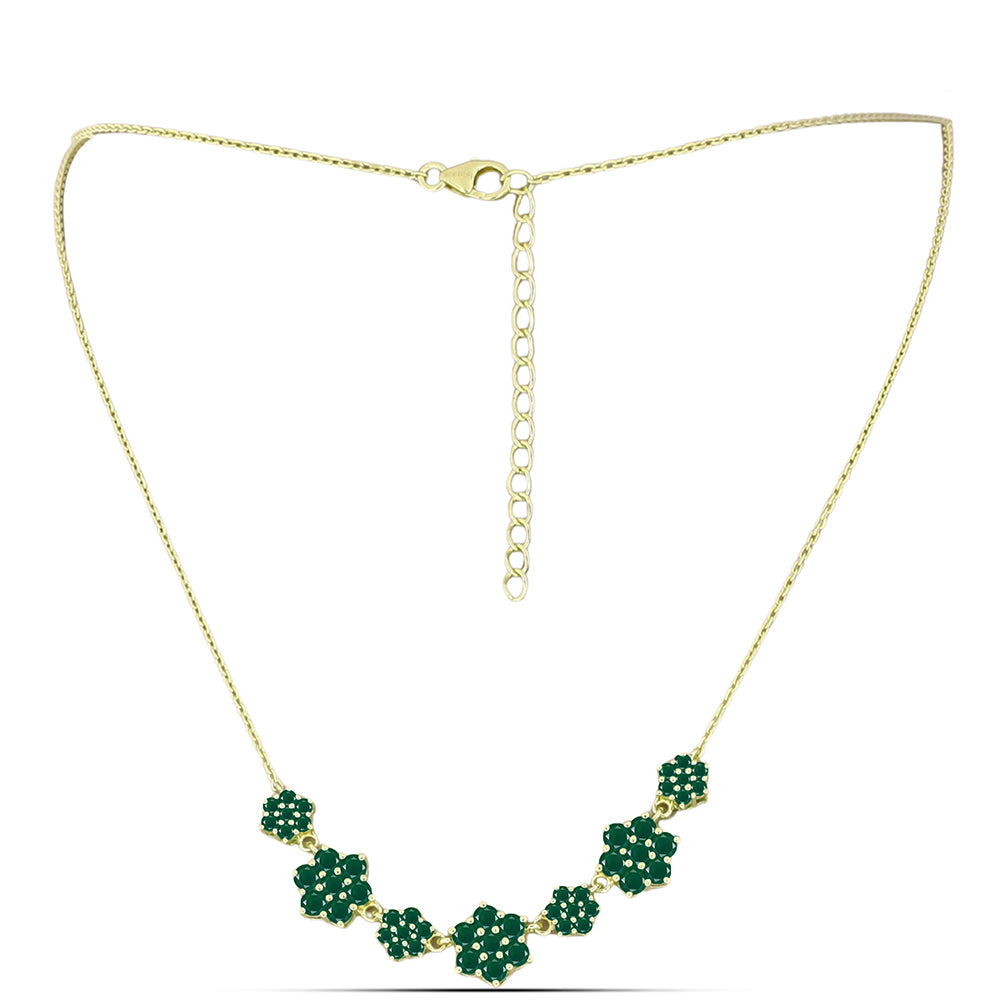 Colier din Argint 925 Placat cu Aur ( 5.58 grame ) cu Agat Verde 3.26 Carate