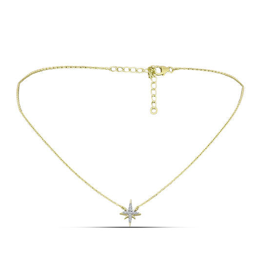 Cruce Colier din Argint 925 Placat cu Aur ( 3.03 grame ) cu Diamant Alb 0.11 Carate
