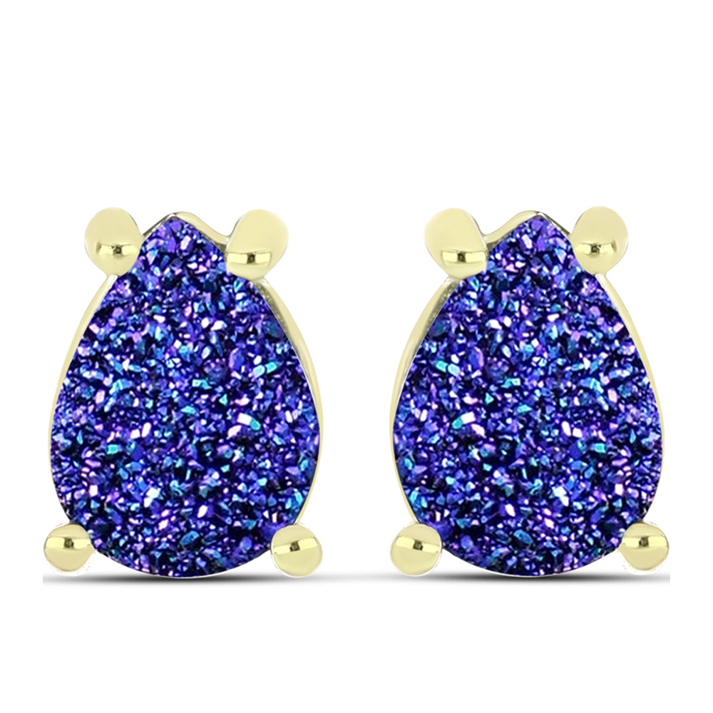 Cercei din Argint 925 Placat cu Aur ( 1.74 grame ) cu Drusă Violet 2.24 Carate
