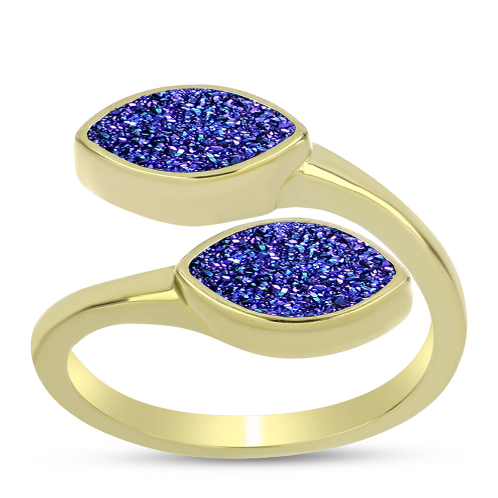 Inel din Argint 925 Placat cu Aur ( 3.77 grame ) cu Drusă Violet 2.67 Carate 3 