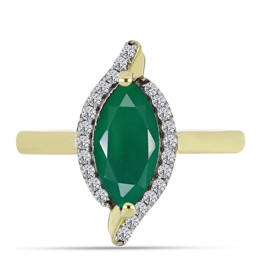 Inel din Argint 925 Placat cu Aur ( 2.83 grame ) cu Agat Verde și Topaz Alb 1.66 Carate