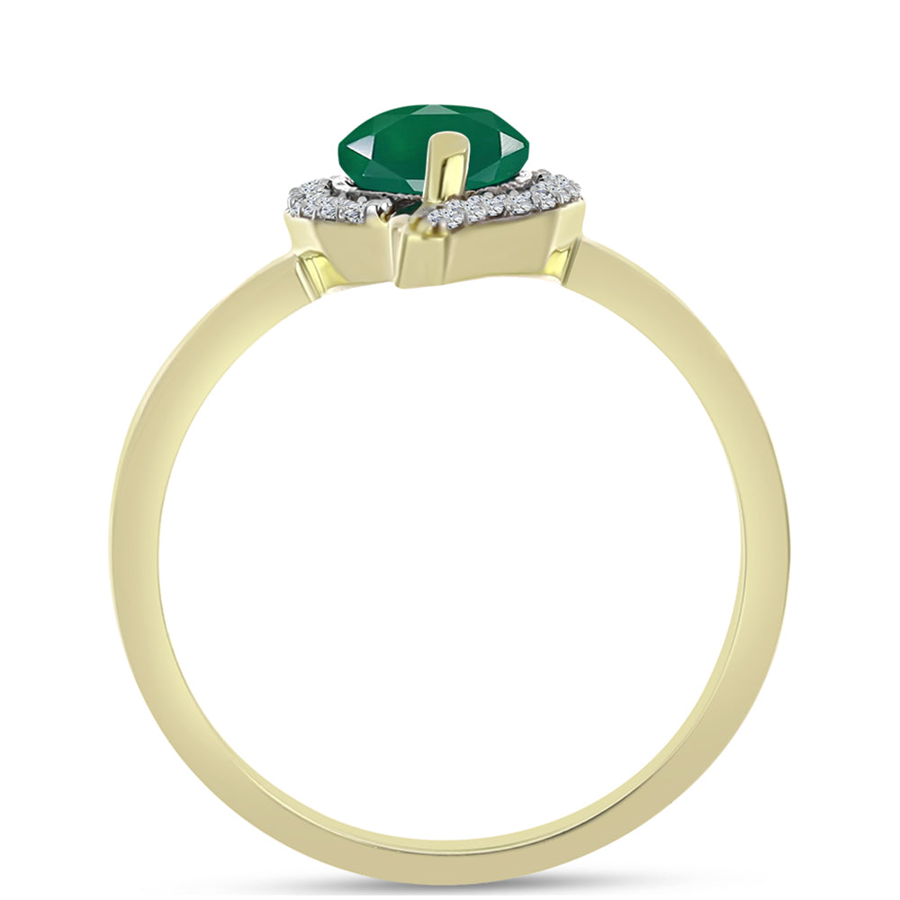 Inel din Argint 925 Placat cu Aur ( 2.83 grame ) cu Agat Verde și Topaz Alb 1.66 Carate 2 