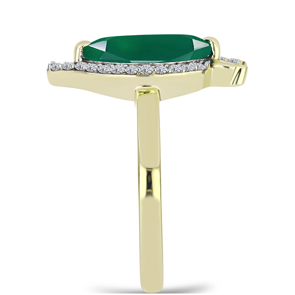 Inel din Argint 925 Placat cu Aur ( 2.83 grame ) cu Agat Verde și Topaz Alb 1.66 Carate