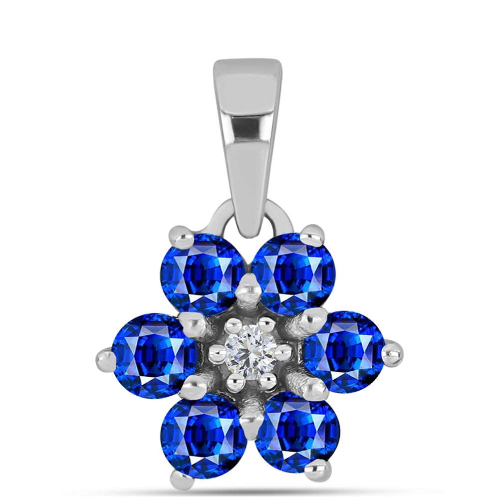 Pandantiv din Argint 925 ( 0.94 grame ) cu Safir Albastru Australian și Topaz Alb 0.94 Carate 1 