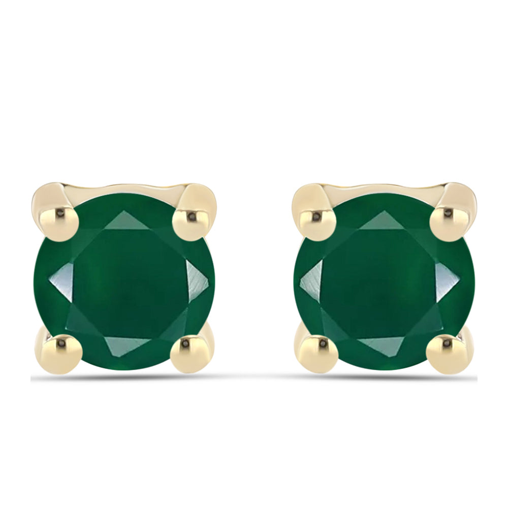 Cercei din Argint 925 Placat cu Aur ( 1.4 grame ) cu Agat Verde 0.87 Carate 1 