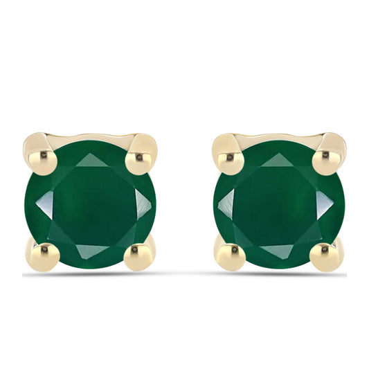 Cercei din Argint 925 Placat cu Aur ( 1.4 grame ) cu Agat Verde 0.87 Carate