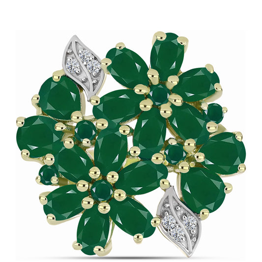Inel din Argint 925 Placat cu Aur ( 4.84 grame ) cu Agat Verde 3.97 Carate