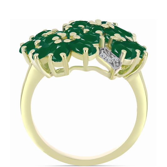 Inel din Argint 925 Placat cu Aur ( 4.84 grame ) cu Agat Verde 3.97 Carate