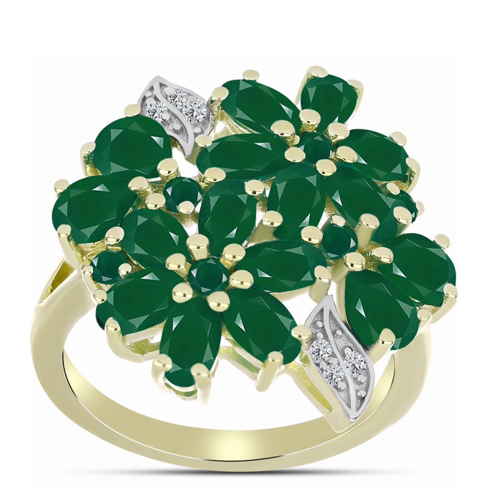 Inel din Argint 925 Placat cu Aur ( 4.84 grame ) cu Agat Verde 3.97 Carate