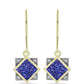Cercei din Argint 925 Placat cu Aur ( 3.65 grame ) cu Drusă Violet și Topaz Alb 2.66 Carate