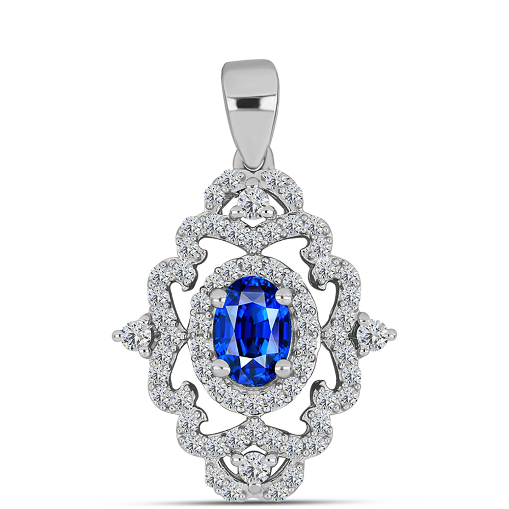 Pandantiv din Argint 925 ( 2.47 grame ) cu Safir Albastru Australian și Topaz Alb 1.92 Carate