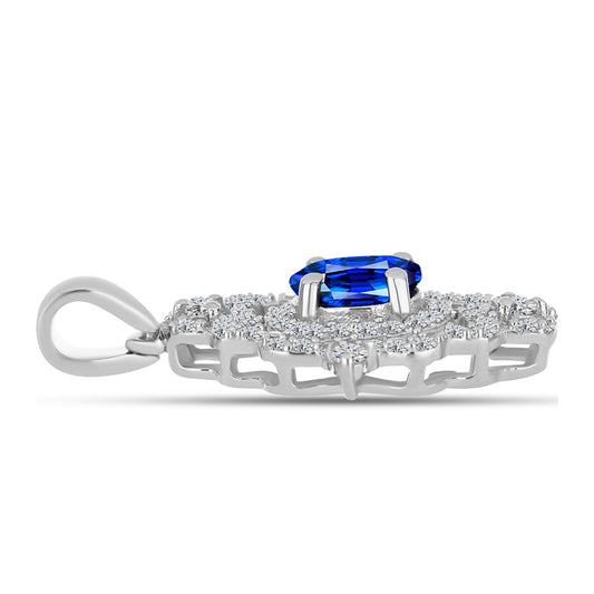 Pandantiv din Argint 925 ( 2.47 grame ) cu Safir Albastru Australian și Topaz Alb 1.92 Carate
