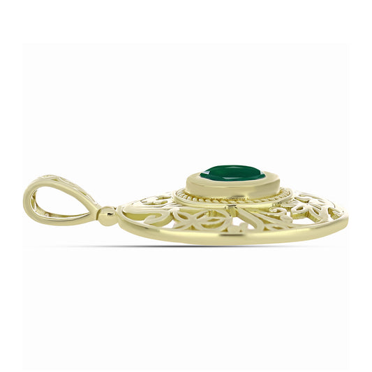 Pandantiv din Argint 925 Placat cu Aur ( 3.79 grame ) cu Agat Verde 1.21 Carate