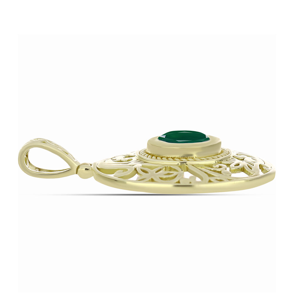 Pandantiv din Argint 925 Placat cu Aur ( 3.79 grame ) cu Agat Verde 1.21 Carate 4 