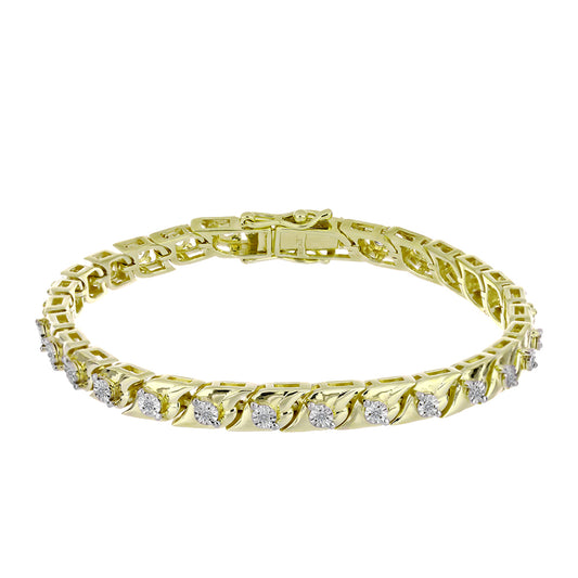Brățară din Argint 925 Placat cu Aur ( 17.63 grame ) cu Diamant Alb și Topaz Alb 2.03 Carate