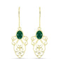 Cercei din Argint 925 Placat cu Aur ( 3.1 grame ) cu Agat Verde 1.31 Carate