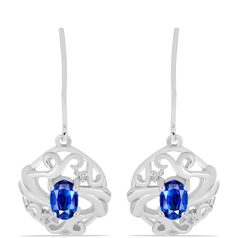Cercei din Argint 925 ( 3.99 grame ) cu Safir Albastru Australian și Topaz Alb 1.3 Carate