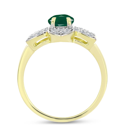 Inel din Argint 925 Placat cu Aur ( 4.65 grame ) cu Agat Verde și Topaz Alb 2.03 Carate