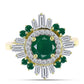 Inel din Argint 925 Placat cu Aur ( 3.24 grame ) cu Agat Verde și Zircon Alb 2.72 Carate