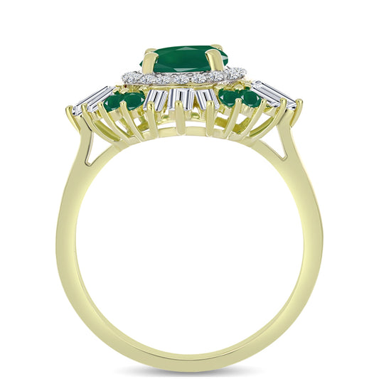 Inel din Argint 925 Placat cu Aur ( 3.24 grame ) cu Agat Verde și Zircon Alb 2.72 Carate