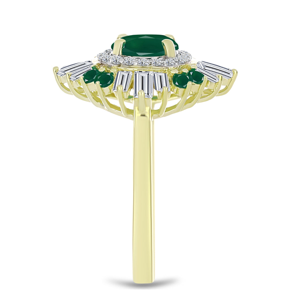 Inel din Argint 925 Placat cu Aur ( 3.24 grame ) cu Agat Verde și Zircon Alb 2.72 Carate 4 