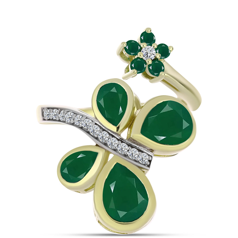 Inel din Argint 925 Placat cu Aur ( 4.26 grame ) cu Agat Verde 3.03 Carate 1 