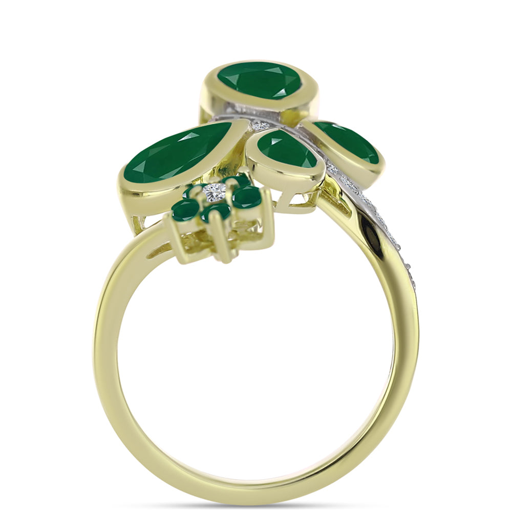 Inel din Argint 925 Placat cu Aur ( 4.26 grame ) cu Agat Verde 3.03 Carate 2 